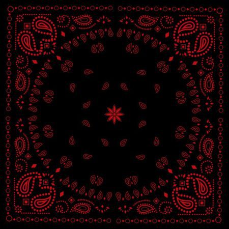 Bandanna Black with Red Print