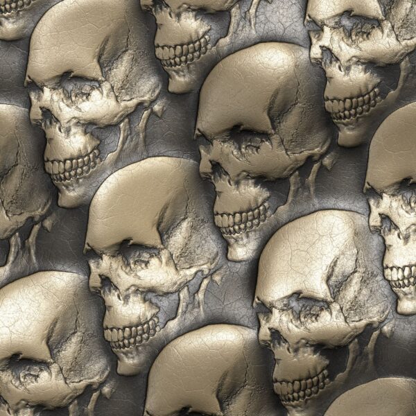Embossed Gold Leather Skulls