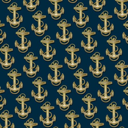 Gold Anchors On A Blue Field