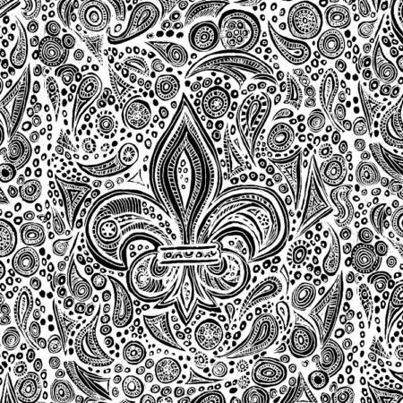 Mardi Gras Fluer De Lis Hand Drawn 22