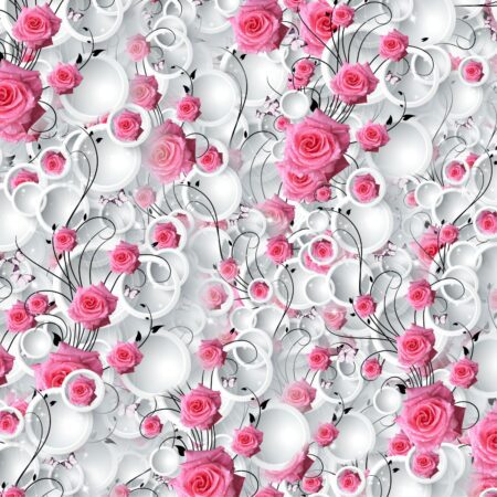 Pink Roses White Circles