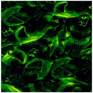 Flaming Green Skulls
