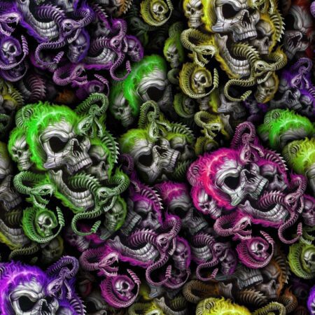 Rainbow Skull and Snake